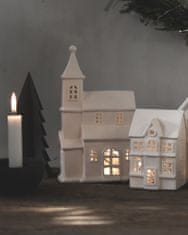 Dům Vánoc Keramický svietnik Domček - Kostol biely matný 25 cm