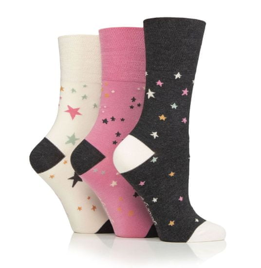 Gentle Grip Dámske módne 3 páry Gentle Grip Bambus ponožky STARRY NIGHT široký lem