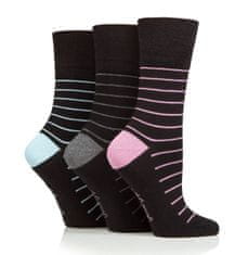 Gentle Grip Dámske módne 3 páry Gentle Grip Bambus ponožky MINIMAL STRIPE bez gumičiek