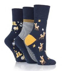 Gentle Grip Dámske 3 páry módne ponožky Gentle Grip WOODLAND jemný nesťahujúci lem
