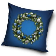 Tip Trade Vianočný povlak Vianočný veniec modrý 40x40 cm