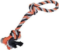 HipHop Dog Dvojité lano HipHop bavlněné 2 knoty 60 cm / 450 g šedá, tm.šedá, oranžová