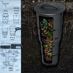 botle Komposter Podzemná záhrada 11 l antracitový plast H 53 cm modulárny kompostovací zásobník Zásobník na organický odpad