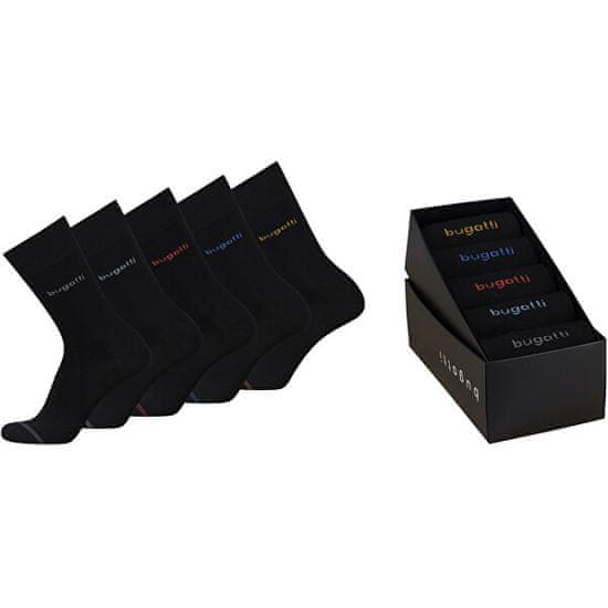 BUGATTI 5 PACK - pánske ponožky 6260X-610 black