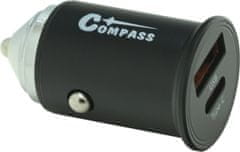 Compass Zástrčka 12/24V nízkoprofilová QC3/PD3 USB-A/USB-C 30W