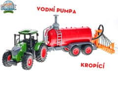 Kids Globe Farming traktor voľný chod 49 cm s cisternou striekajúcou vodu