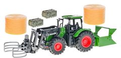 Kids Globe Poľnohospodársky traktor s voľným chodom 30 cm s príslušenstvom 7 ks v krabici