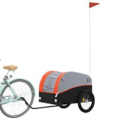 Vidaxl Nákladný príves za bicykel čierno-oranžový 45 kg železo