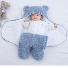 JOJOY® Teplá zavinovačka a detská deka s medvedíkom pre bábätká – modrá | FLUFFIKINS