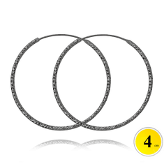 MINET Čierne brúsené strieborné náušnice CIRCLES 4 cm
