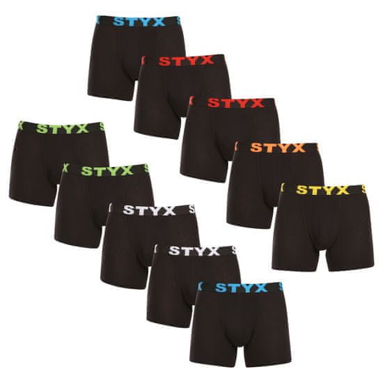 Styx 10PACK pánske boxerky long športová guma čierne (10U9601)