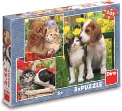 DINO Puzzle Zvierací kamaráti 3x55 dielikov