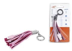 LTC USB - micro USB nabíjací kábel ako kľúčenka, farba ružová