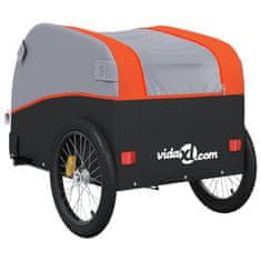 Vidaxl Nákladný príves za bicykel čierno-oranžový 45 kg železo