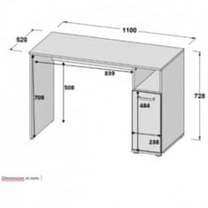 Casa Vital Písací stôl Forte NIKO, 110x52x72,8 cm, dub sonoma, s jednou skrinkou
