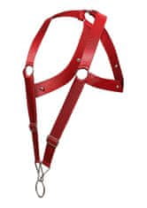 SvenjoymentUnderwear MOB DNGEON Crossback Harness (Red), pánsky postroj na telo a penis