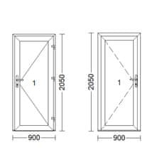 TROCAL Plastové dvere | 90 x 205 cm (900 x 2050 mm) | biele | plné | pravé