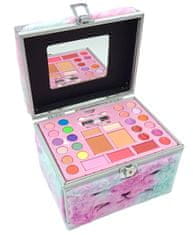 EXCELLENT Plyšový kozmetický kufrík s make-upom - Dúhová mačka