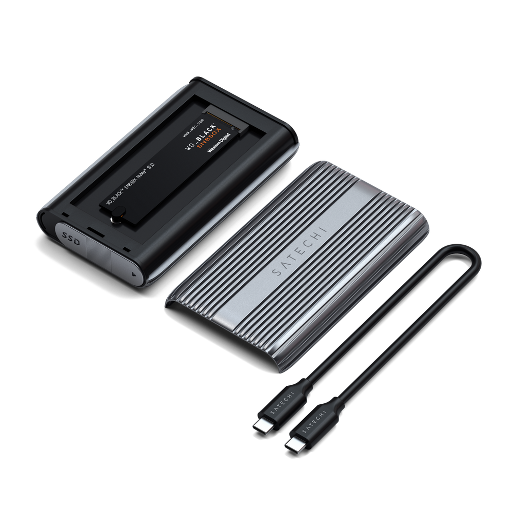 Satechi USB4 NVMe SSD Pro Enclosure (M.2 NVMe Drives 2280/2260/2242mm-16TBmax,PCI-E Gen 4x4,max bandwidth 8GB/s; reading/writing 3840MB/s ) - sivý