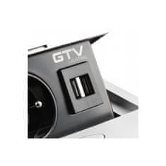 GTV Zásuvka vstavaná GTV AE-PB1FAVA-53 1-zás+2xUSB strieborná AVARO