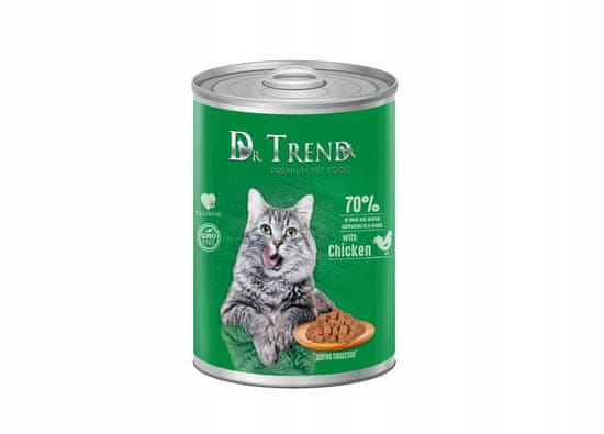 Dr.Trend DR. TREND Kompletné krmivo s kuracím mäsom, kúsky v jemnej omáčke pre dospelé mačky všetkých plemien 20x400 g