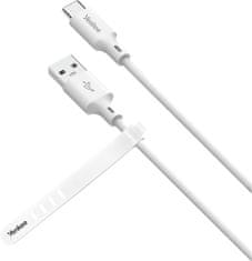 Yenkee kábel YCU 315 WH SILIC USB-A - USB-C, USB 2.0, 1.5m, biela