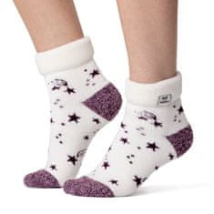 Heat Holders dámske LITE ponožky ORION Krémové s Fialovými hviezdičkami
