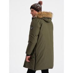 OMBRE Pánska zimná bunda s odnímateľnou kapucňou ALASKAN olivovo zelená MDN124185 XL