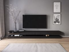 VIVALDI TV stolík Fly 280 cm čierny mat/čierny lesk