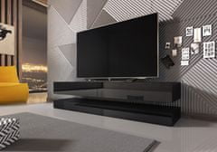 VIVALDI TV stolík Fly 140 cm čierny mat/čierny lesk