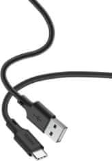 Yenkee kábel YCU 315 BK SILIC USB-A - USB-C, USB 2.0, 1.5m, čierna