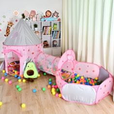 JOJOY® Zábavný hrací stan pre deti do 4 rokov s preliezacím tunelom – ružová | MAGICHOUSE