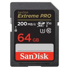 SanDisk Pamäťová karta Extreme PRO 64GB SDXC 200MB/s & 90MB/s, UHS-I, Class 10, U3, V30