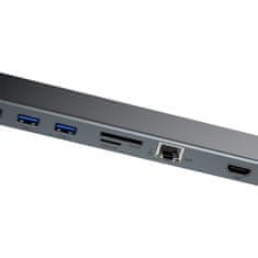 BASEUS Adaptér 11w1 Baseus Enjoyment, HUB USB-C do 2x HDMI, 3x USB 3.0, VGA, RJ45, USB-C PD, SD/microSD, jack 3,5 mm
