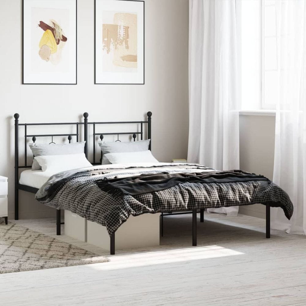 Petromila vidaXL Kovový rám postele s čelom čierny 140x200 cm