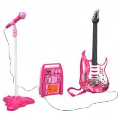 Kruzzel 22407 Detská elektrická gitara s mikrofónom ružová