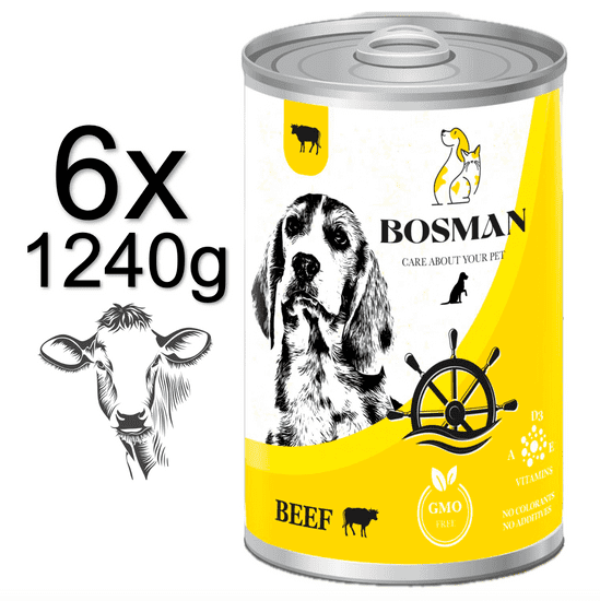 Bosman konzerva pre dospelých psov s hovädzím mäsom 6x1240g