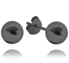 MINET Čierne ródiované strieborné náušnice BALLS 8 mm