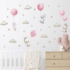 Tulimi Dekorácia na stenu - Zajac s balónikmi XXL, ružová