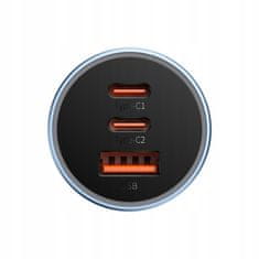 BB-Shop Baseus Golden Contactor nabíjačka do auta USB-A + 2x USB-C 65W QC4.0