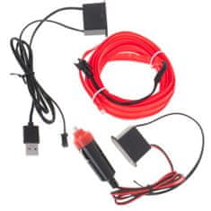 KIK  KX4956 LED ambientné osvetlenie pre auto/auto USB/12V páska 3m červená