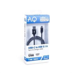 AQ USB kabel USB/ USB-C, 1m - černý