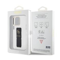 Guess Kryt na mobil Grip Stand 4G Metal Logo na Apple iPhone 15 Pro - černý