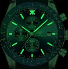 Smart Plus POEDAGAR P988 Luxusné chronografické hodinky pre mužov: Elegantné hodinky na zápästie z nehrdzavejúcej ocele, svetelný dátum, týždenný šport, silikónový remienok