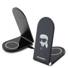 Karl Lagerfeld  Hliníková bezdrôtová magnetická nabíjačka 2v1 Ikonic NFT Black
