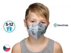 OnlineMedical 1x Český respirátor FFP2 vhodný pro děti - Pejsek a kostička modrá