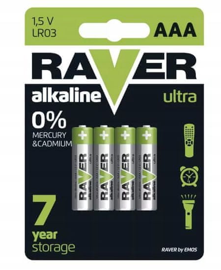 EMOS Alkalická batéria 1,5 V LR6 AAA Raver sada 4 ks.