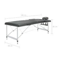 Vidaxl Masážny stôl, 2 zóny, hliníkový rám, antracitový 186x68 cm