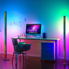 BOT BOT Aktívna LED stojacia lampa s hudobným režimom AC1 122 cm WiFi RGB, strieborná