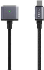 FIXED Nabíjací opletený kábel s konektormi USB-C/MagSafe 3, 2m, 140W, sivý, FIXD-MS3-GR